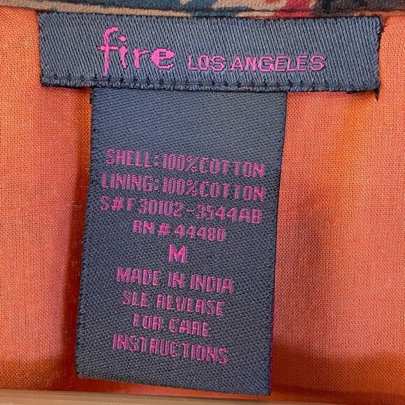 Fire Los Angeles Full Front Zip 100% Cotton Dress. Size Medium - Picture 11 of 11